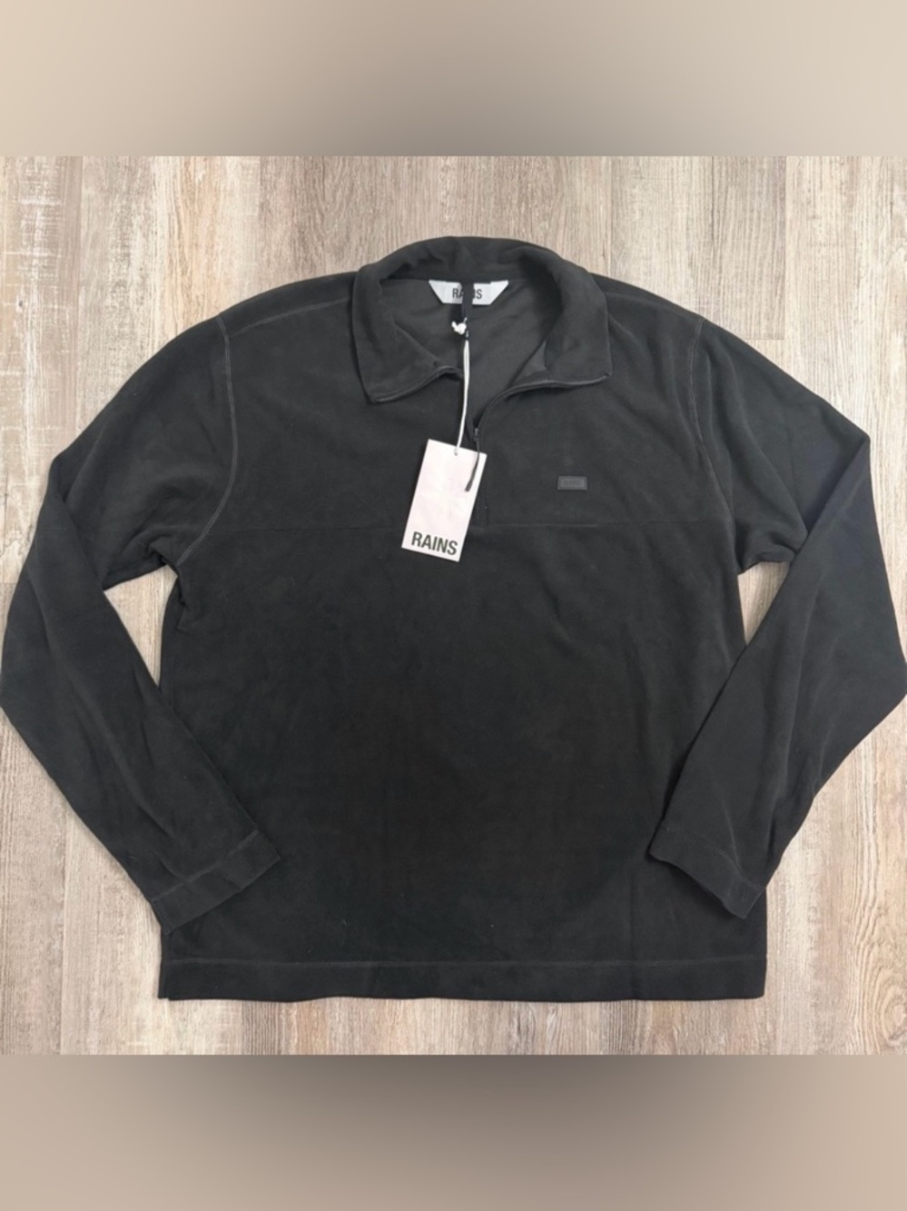 Rains Addis Fleece Half Zip Black Pullover-size XL *NEW w tags*